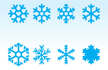 Snow icons set. snowflake icons in editable vector format. Easy to reuse in greeting card, banner, poster, gift packing or fabric printing.