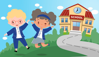 Illustration of cute student in uniform going back to school