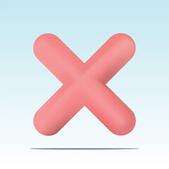 Obraz premium Red cross icon. 3D vector illustration isolated on light blue background. Approve, evaluation, negative action, decision, approval, assessment or agreement concept.