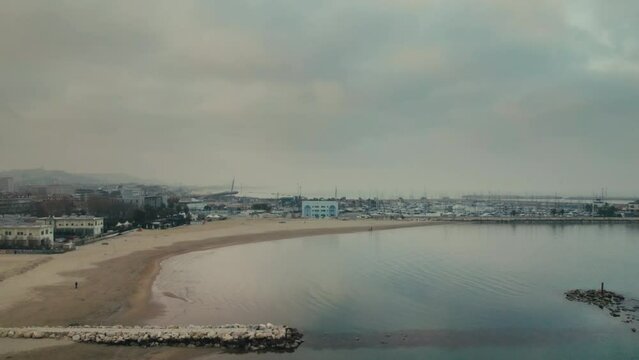 Aerial shot of the beaches of Pescara on the beautiful Adriatic Coast of Italy with a 4K drone