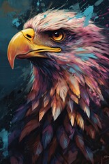 Fototapeta premium Portrait of an eagle. White-tailed eagle, sea eagle. Bird of prey, Aquarelle, watercolor illustration. Generative Ai.