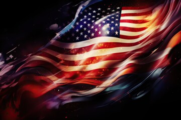 Independence day abstract background with elements of the American flag in dark blue colors