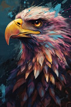 Portrait of an eagle. White-tailed eagle, sea eagle. Bird of prey, Aquarelle, watercolor illustration. Generative Ai.