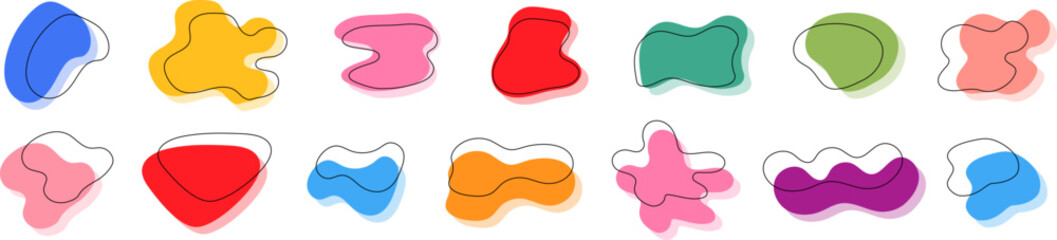 Abstract blotch shape. Random abstract liquid organic black irregular blotch shapes. Set of modern graphic elements. Liquid shape elements.Blob shape organic, vector illustration set. Collection from 