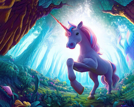 A unicorn in a magical grove, extremely detailed
