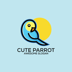 cute parrot logo design colorful mascot