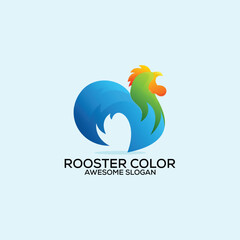 rooster color logo design gradient colorful