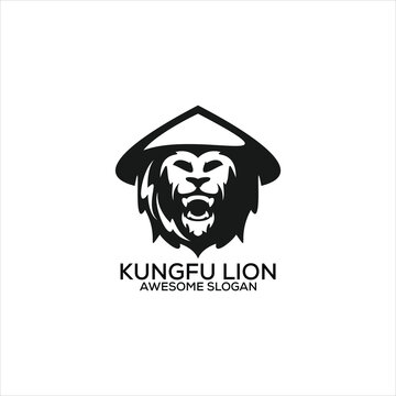 kungfu lion logo design silhouette