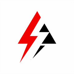 Thunderbolt vector logo design with two triangles.