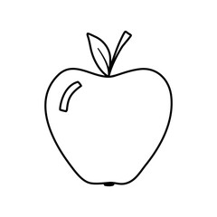 Apple isolated on white isolated. Doodle simple outline illustration. Line sketch fruit
