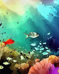 colorful of under sea view with beautiful fish