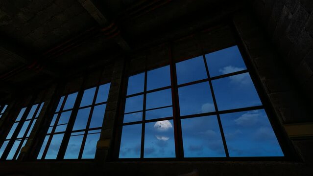 Moonlight shining through prison cell windows