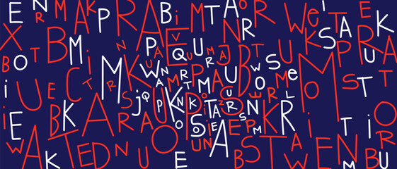 Artistic abstract lettering text rough hand drawn vector illustration background design.