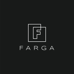 Square F Letter Initial Lettermark Continuous Line White Outline on Black Logo Vector Icon Illustration