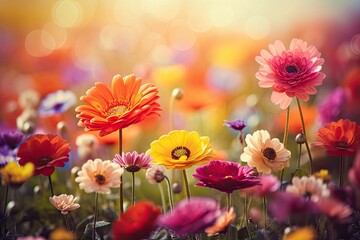 Flowers in a colorful nature background