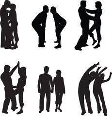 silhouettes of couple set