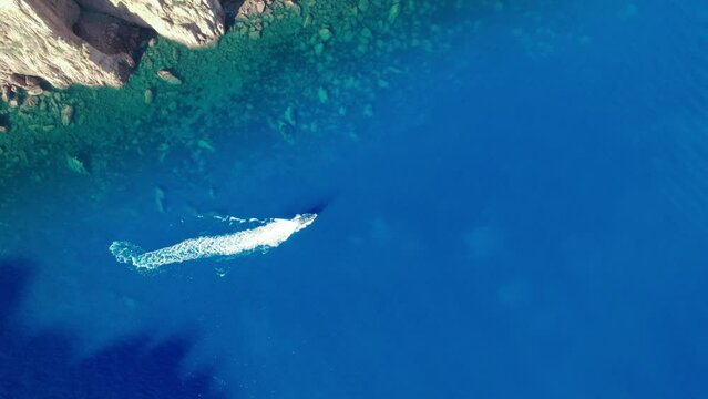 Aerial shot of the Genoese tower at Capo Rosso (Capu Rossu) in Corsica with a 4K drone