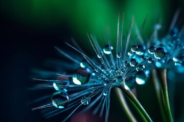 S	 Sparkling Dew Drops on Delicate Dandelion Seeds, beautiful, shiny, dew, water drop, dandelion, sparkling, delicate, nature,