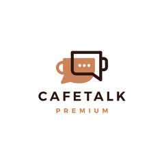 Coffee Talk Chat Bubble Cup Cafe Social Message Logo Vector Icon Illustration