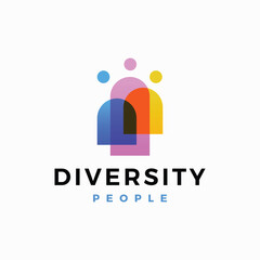 Diversity People Leader Team Work Colorful Overlap Overlapping Color Logo vector Icon Illustration