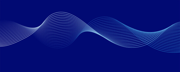Flowing dark blue curve shapes with soft gradient vector abstract background