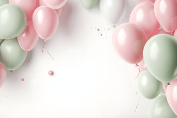 pink and green balloons back ground Created with generative AI