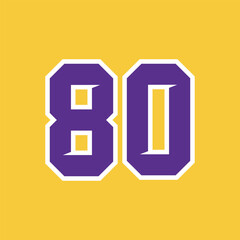 Basketball Sport Number Vector Template 80