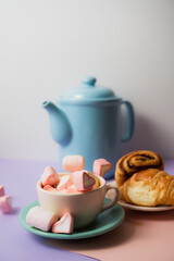 Malvaviscos con café chocolate pan y chocolate