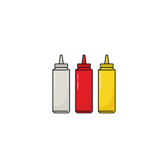 bottles of ketchup, mayonnaise and mustard icon vector graphics