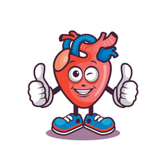 Caroon heart mascot with happy face