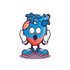 Cartoon Heart mascot with scary face