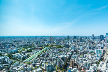 (東京都-都市風景)青空と東京都心の景観７