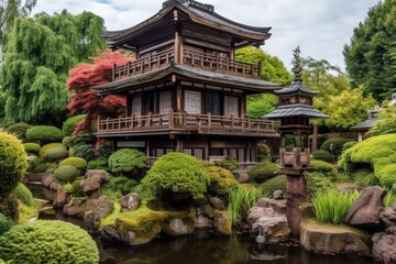 Fototapeta premium Traditional Japanese Garden in The Hague.