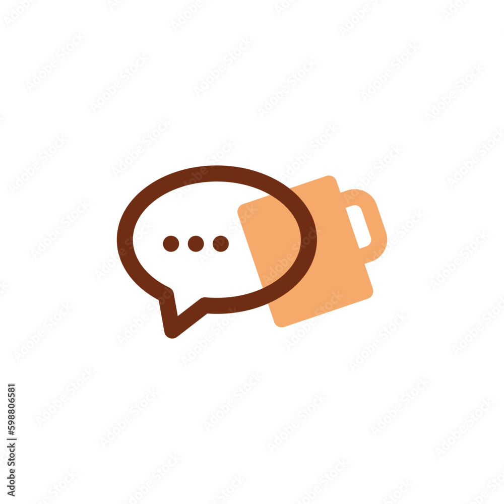 Wall mural Coffee Talk Chat Bubble Cup Cafe Social Message Logo Vector Icon Illustration