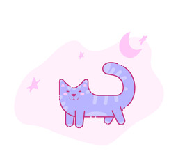 walking cat in the night