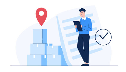 Warehouse workers check quantity and delivery of products from customers' purchase orders to deliver goods to the correct location