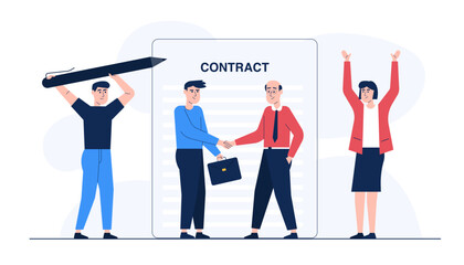 Fototapeta premium Success businessman sign for investment contract or job offer agreement.