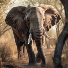 Fototapeta na wymiar Elephant in natural habitat (generative AI)