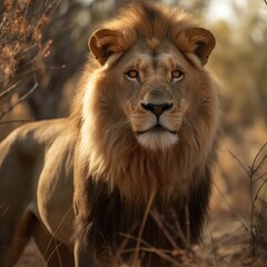 Obraz na płótnie Canvas Lion in natural habitat (generative AI)