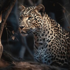 Obraz premium Leopard in natural habitat (generative AI)