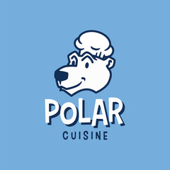 Polar Bear Chef Bakery Restaurant Kitchen Cartoon Mascot Character Logo Vector Icon Illustration