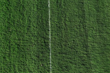 Artificial green grass, football field surface, top view. Empty space, design element.