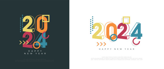 Retro classic number 2024, For the celebration of happy new year 2024. Premium vector illustration for banners, posters, calendars and greetings for happy new year 2024.