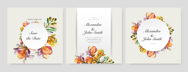 Flower Wedding Invitation Invite Card with Fall Florals