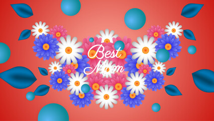 Fototapeta na wymiar Happy Mothers day typography design. Handwritten calligraphy with 3d paper cut flowers and leaves on white background. Vector illustration.