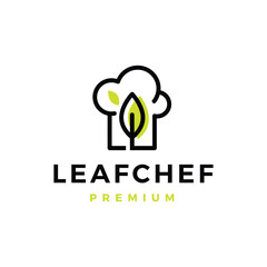 Leaf Chef Hat Nature Natural Kitchen Bakery Restaurant Logo Vector Icon Illustration