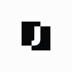 J Letter Lettermark Square Initial Negative Space Logo Vector Icon Illustration