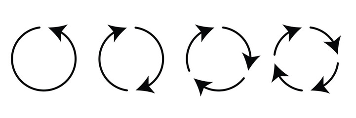 different circular arrows of black color