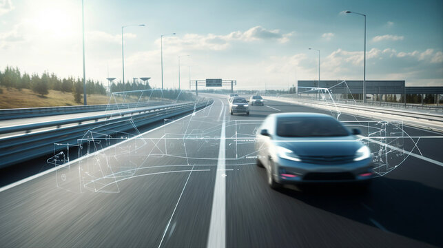 innovative machine vision technology used in modern cars and Camera systems and sensors in action, providing a clear view of the road.