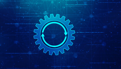 Update icon with binary codes on technology abstract background, Update System Upgrade Software version technology concept